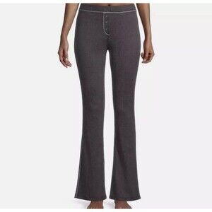 Intimately Free People Womens Thermal Pants Black High Rise Slim flare Lounge XS